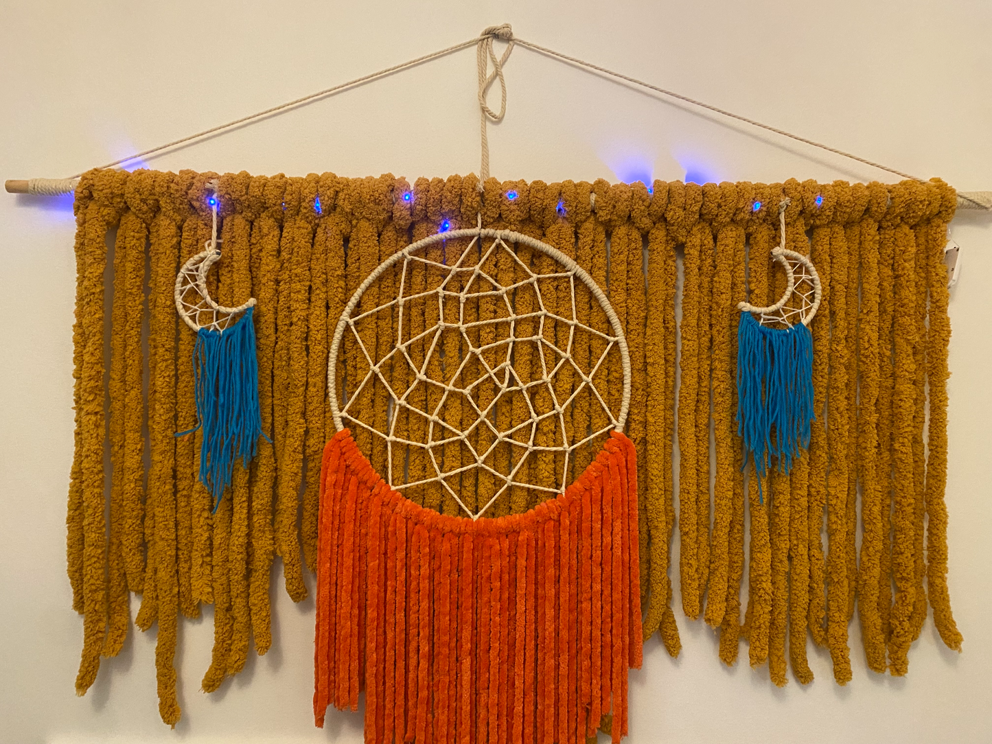 Blue vs Orange Macrame Dreamcatcher