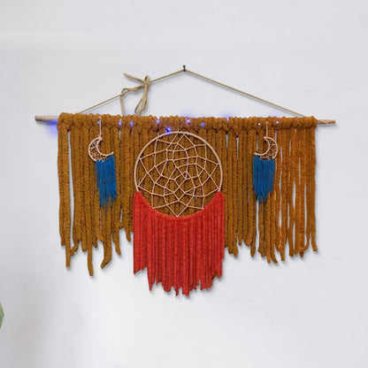 Blue vs Orange Macrame Dreamcatcher