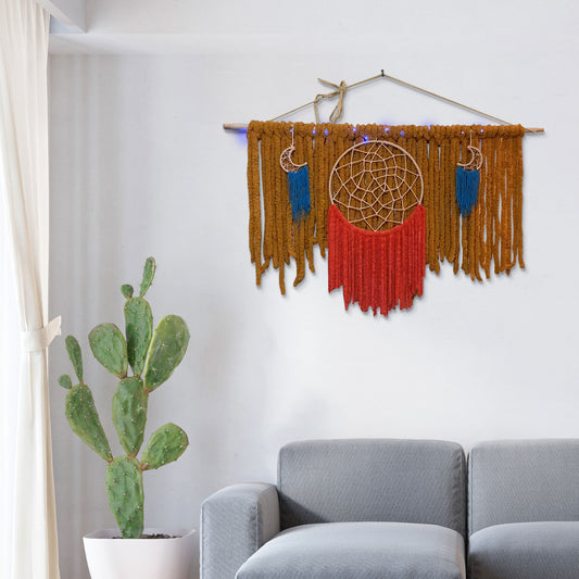 Blue vs Orange Macrame Dreamcatcher