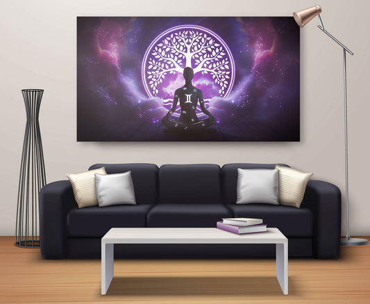 Gemini Zodiac Wall Art [Purple]