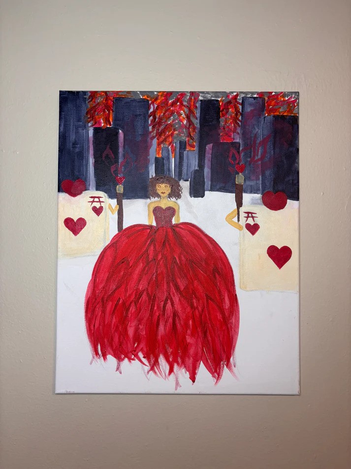 Queen of Hearts Artwork – Handmade Romantic Fantasy Painting by Martian Yonkz - Image 2